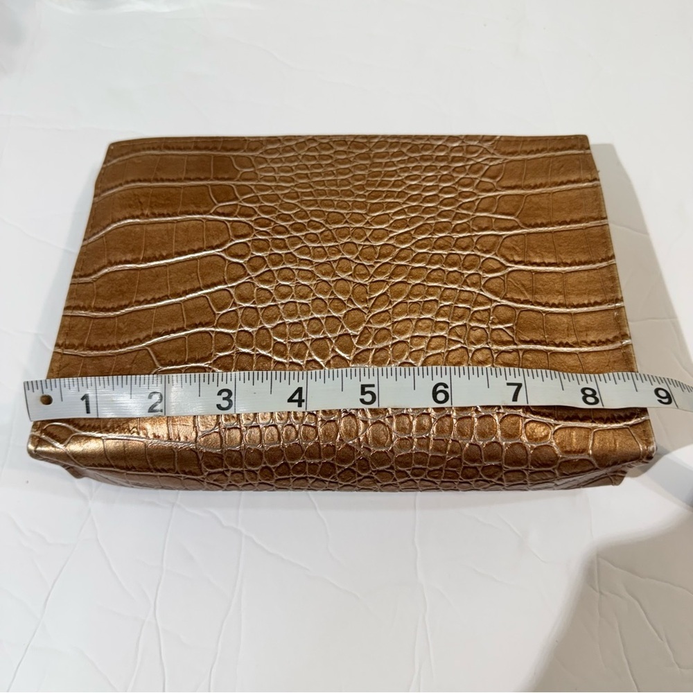 Crocodile Embossed Bronze Makeup/Toiletries Bag - Picture 4 of 5